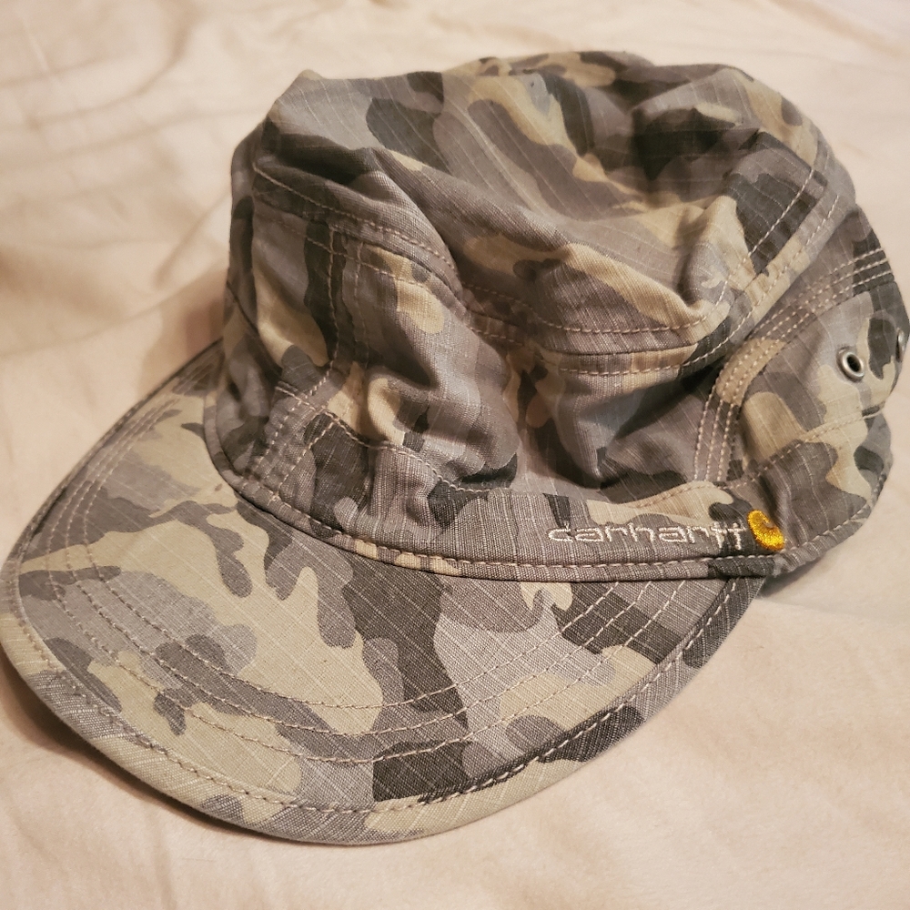 Carhartt gray camo military cap, velcro closure.OS